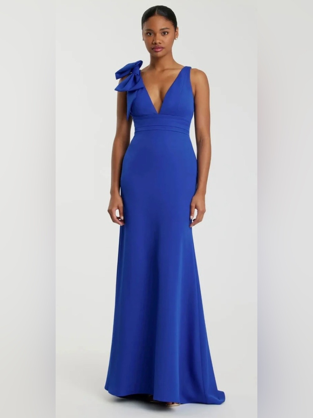 Mac Duggal Bold Cobalt One-Shoulder Gown with Bow